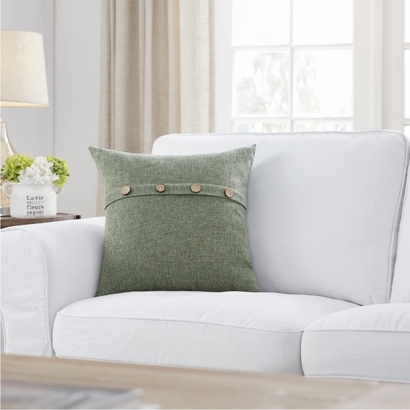 Farmhouse Mid Century Modern Bohemian Decorative Olive Green Pillow Case Cover - Picture 5 of 15